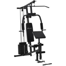 Home Gym Station Multifunction Fitness Workout Bench Black Comprehensive Exercise Hub 58.25L x 42.5W x 81.5H