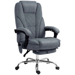 Massage Office Chair, Heated Reclining Office Desk Chair with Adjustable Height and Footrest, Charcoal Gray
