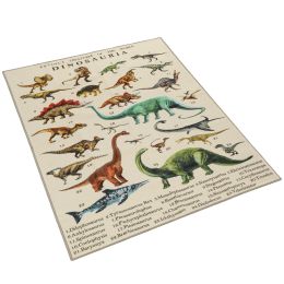 Large Play Mat 79" x 59", Crawling Mat for Toddlers, Living Room and Bedroom with Dinosaur Pattern, Khaki