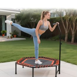48" Mini Rebounder for Adults with Adjustable Handle Bar, Bungee Ropes, Stable & Quiet, Indoor Outdoor, Whole-Body Workout & Relaxation