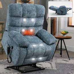 Lift Recliner Chair Heat Massage Dual Motor Infinite Position Up to 350 LBS Large Electric Power Lift Recliners with Power-Remote