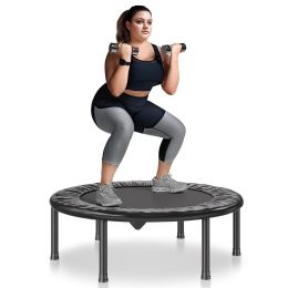 Foldable Mini Trampoline, 36 Inch Fitness Rebounder, Max Load 220 lbs Exercise Trampoline, Stable & Quiet Indoor Small Workout Trampoline