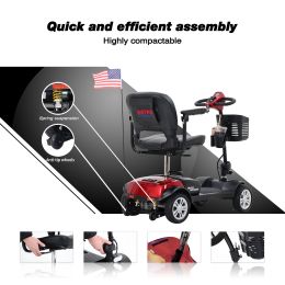 MAX SPORT RED 4 Wheels Outdoor Compact Mobility Scooter with 2pcs*12AH Lead acid Battery