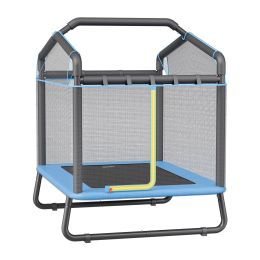 6FT Trampoline for Kids, 72" Indoor/Outdoor Toddlers Trampoline, Mini Baby Trampoline with Safety Enclosure Net, Gymnastics Bar, Hammock