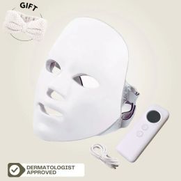 Wireless 7 Colors LED Facial Mask Red Light Therapy Masks EMS Photon Therapy Face Neck Lifting Beauty Device Professional Facial Products Home Us