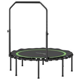 45" Rebounder Trampoline for Adults, Foldable Mini Trampoline with Adjustable Handle Bar for Indoor Outdoor, Green