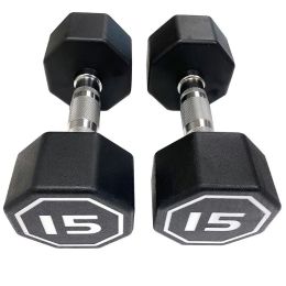 Octagon Dumbbell for Commercial & Household Fitness Usage (Color: Black, Weights Available: 15LB)