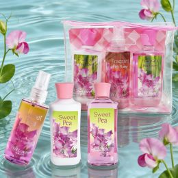 3-piece Bath & Body Care Travel Set Pea Flower Scent Home Spa Set With Body Lotion, Shower Gel And Fragrance Mist (Option: Pea Flower)